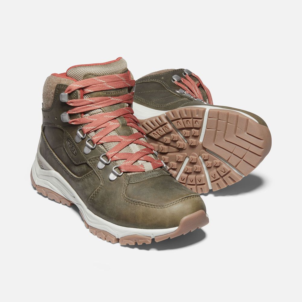 Keen Laarzen Dames Olijfgroen - Innate Leern Waterproof - 67250-FVTR